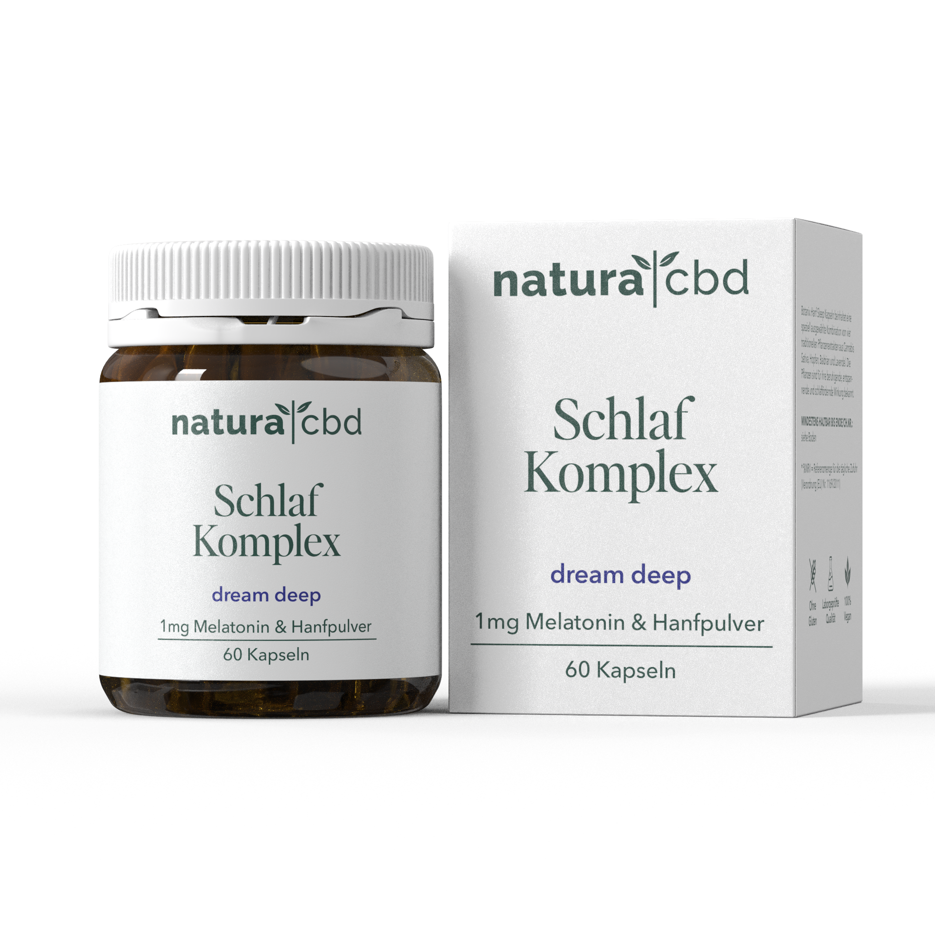 Schlafkomplex mit Melatonin, L-Tryptophan & Hanfpulver